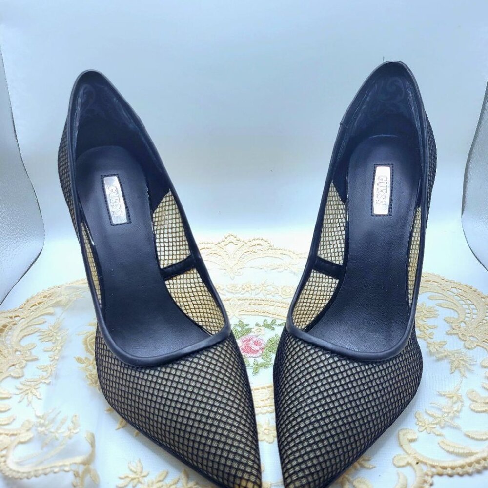 Guess 9.5M Black Mesh Stiletto High Heels